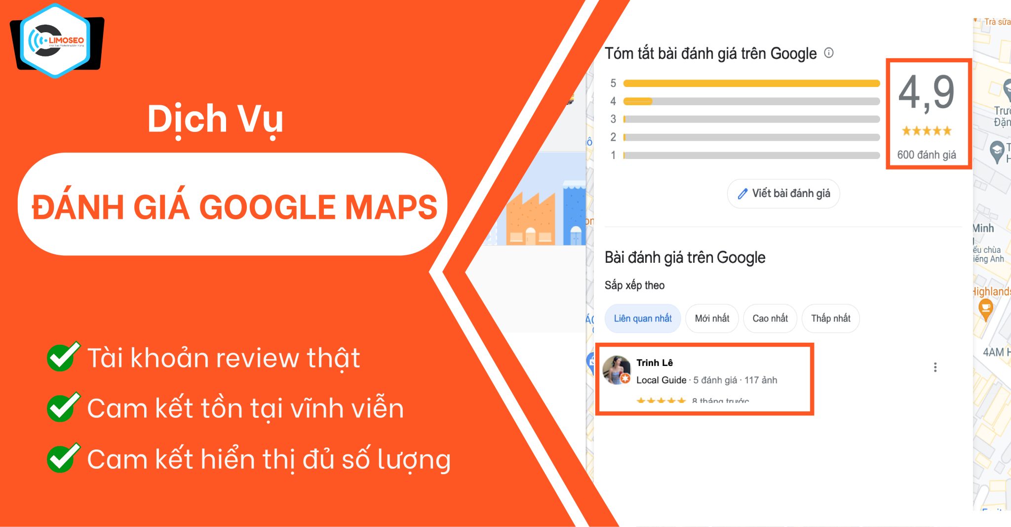 Dịch vụ đánh giá Google Maps Review địa điểm 5 sao Uy tín