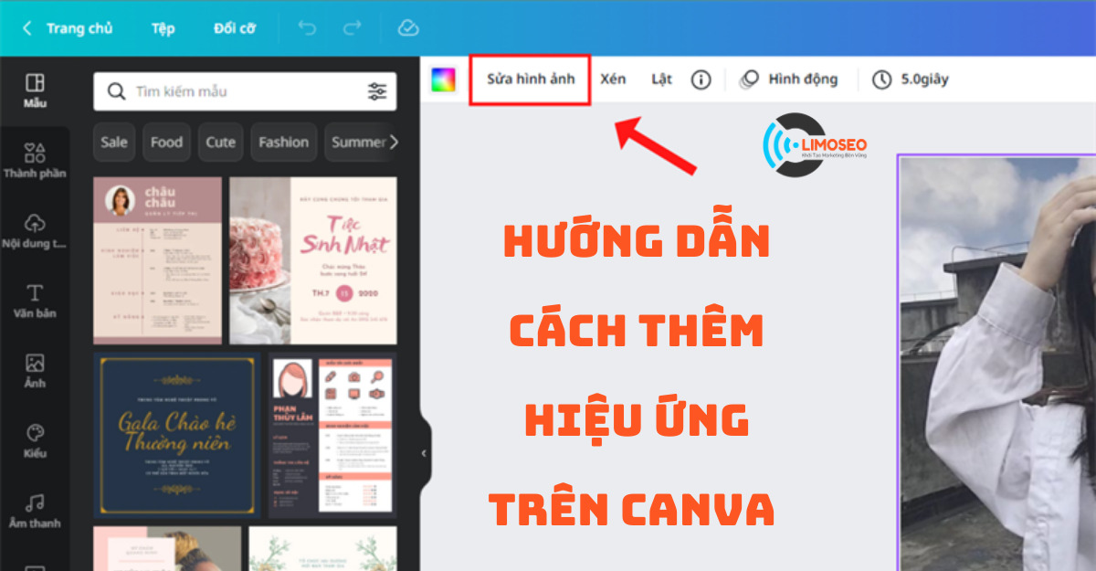 Hướng dẫn cách thêm hiệu ứng trên Canva Limoseo