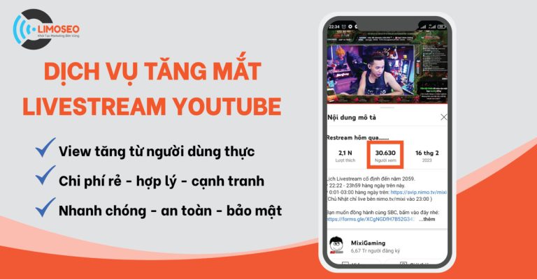 dịch vụ tăng mắt livestream Youtube