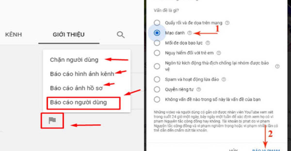 Cách báo cáo kênh youtube