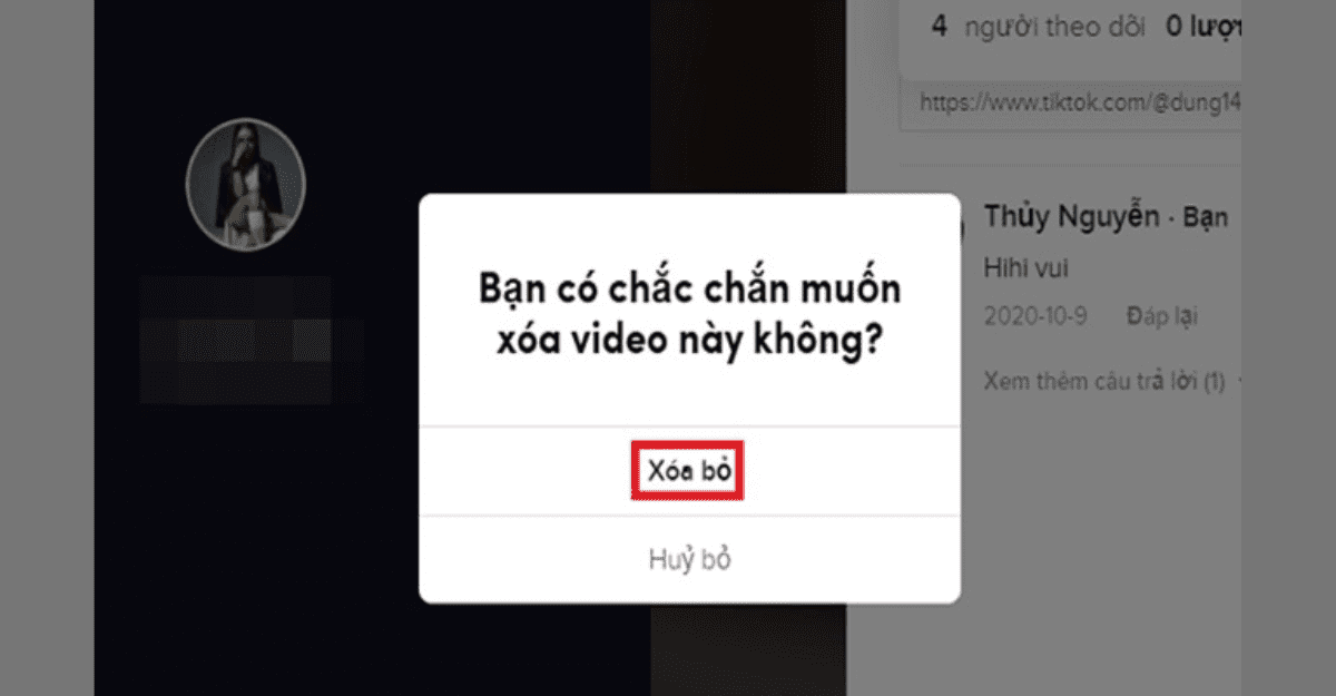 Cách xóa video trên tiktok bằng máy tính bước sau