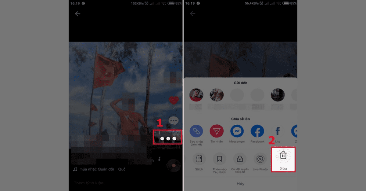Cách xóa video trên tiktok