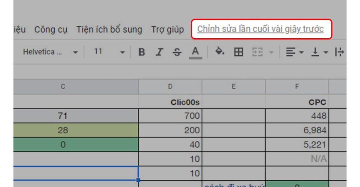 Mở xem lịch sử chỉnh sửa Google Sheet