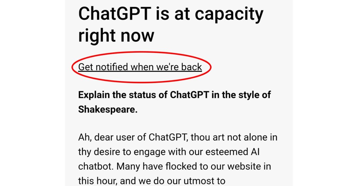 Nguyên nhân lỗi chatgpt is at capacity right now
