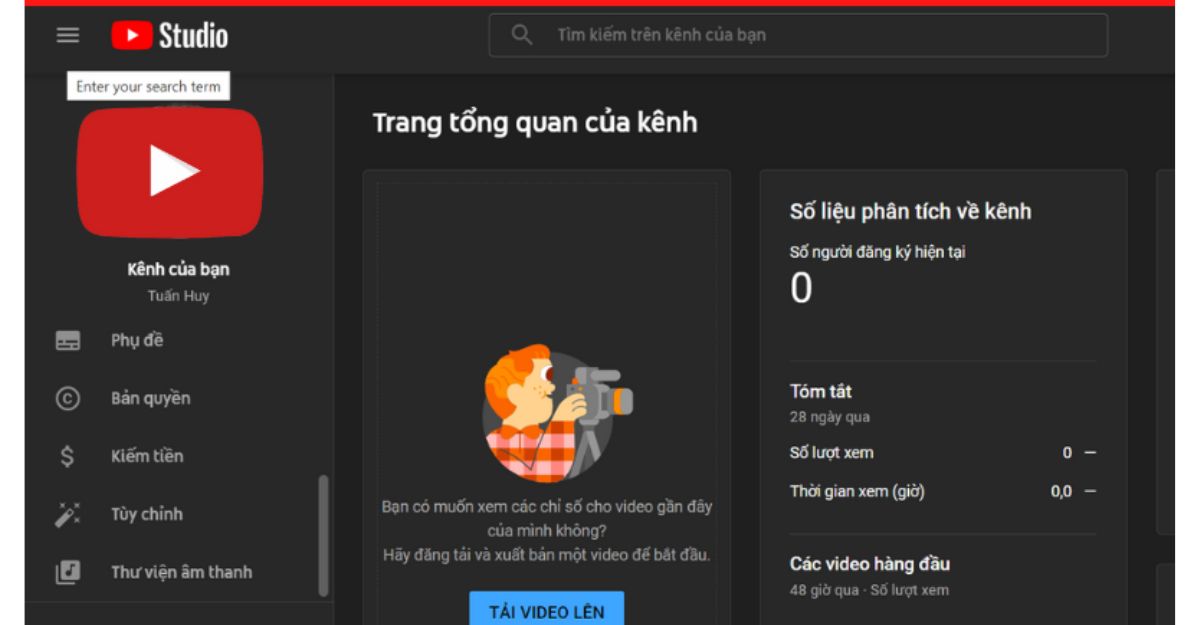 Truy cập YouTube Studio