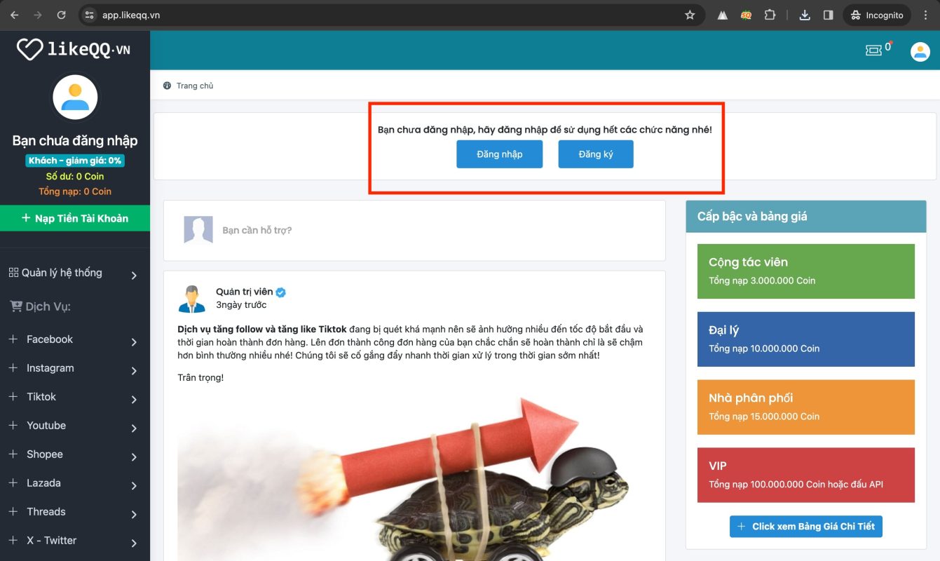 web tăng follow tiktok miễn phí