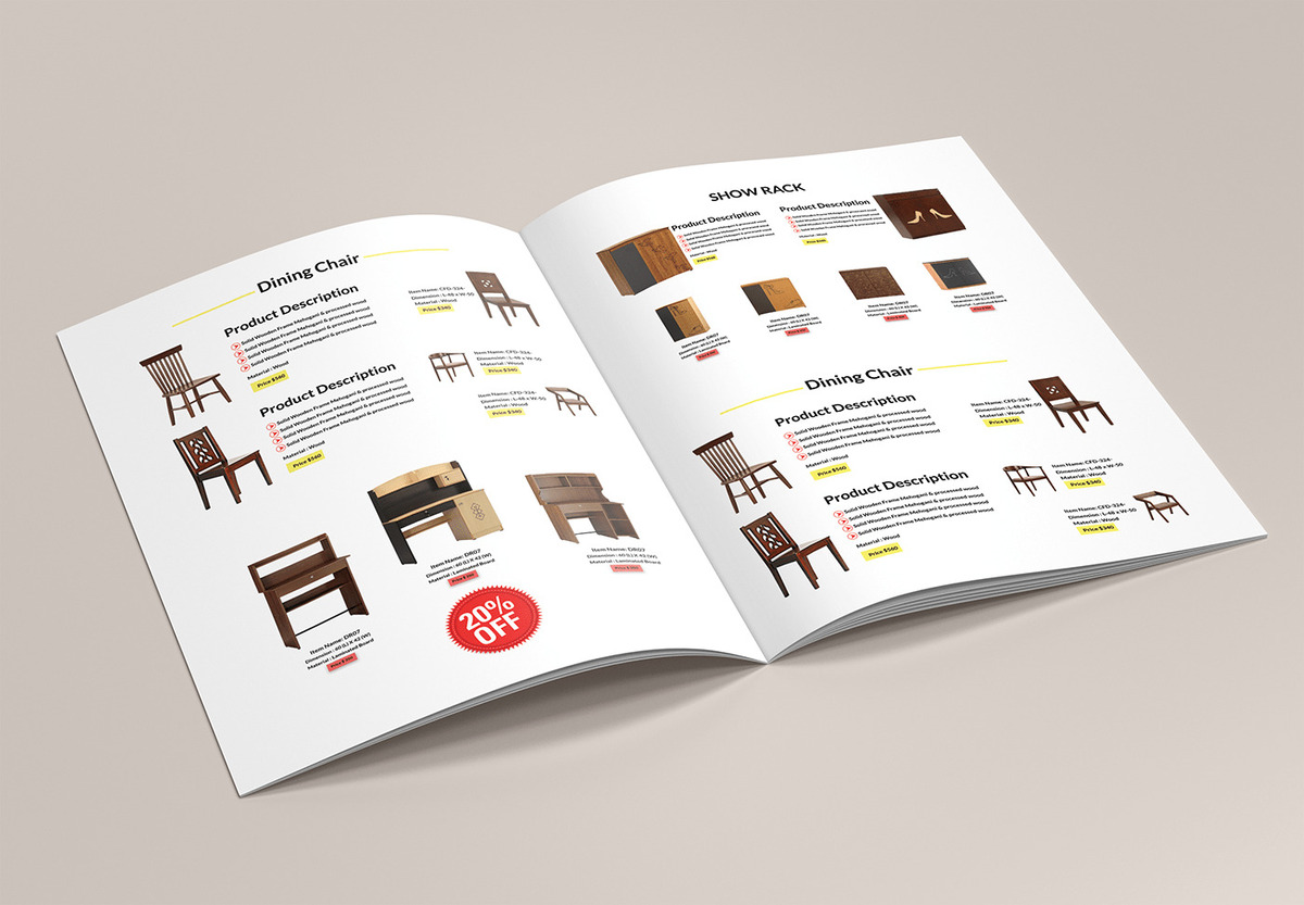 Các kích thước phổ biến in catalogue