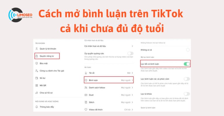 Cách mở bình luận trên TikTok cả khi chưa đủ độ tuổi