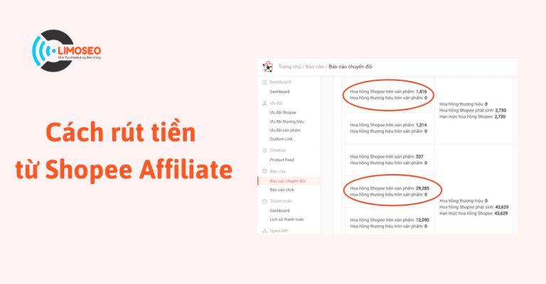 Cách rút tiền từ shopee affiliate