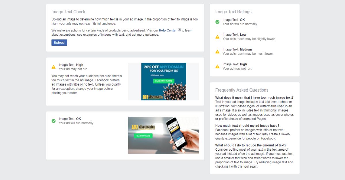 Check text quảng cáo Facebook