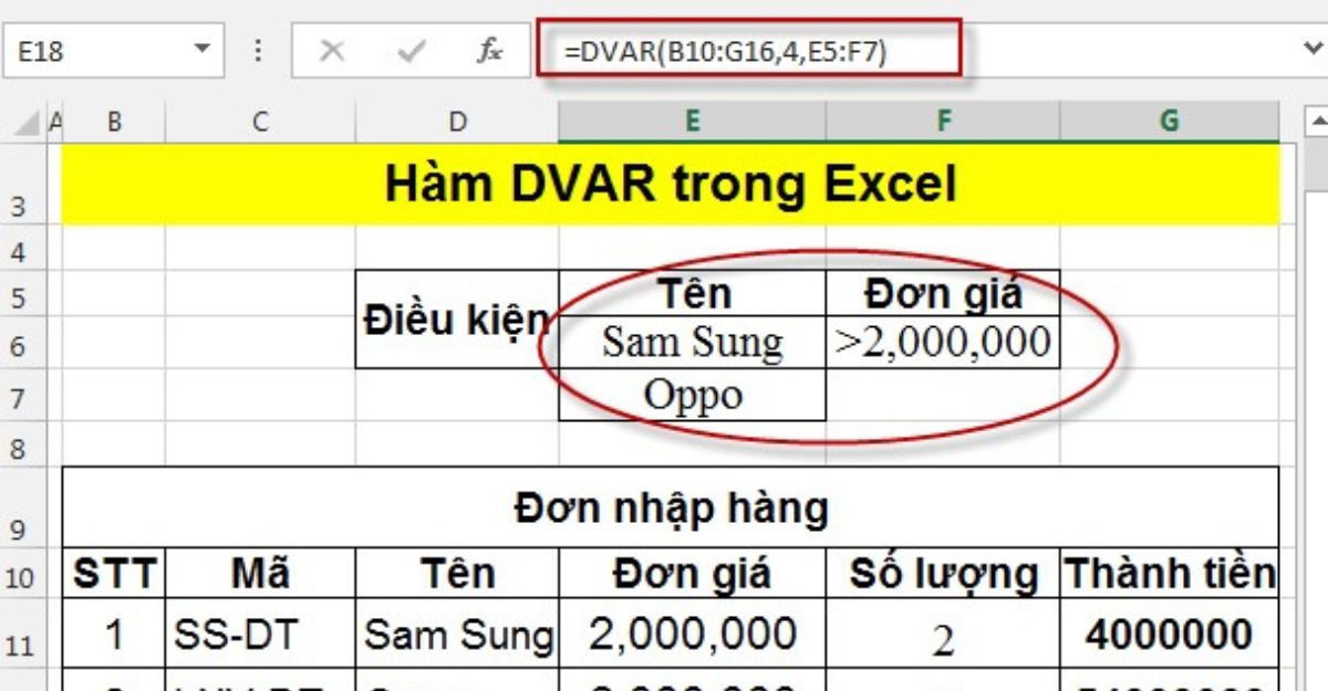 Hướng dẫn cách sử dụng hàm dvar trong excel Limoseo