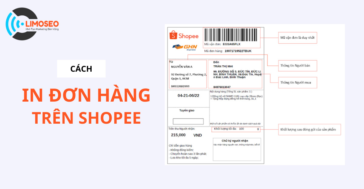 cách in đơn hàng trên Shopee