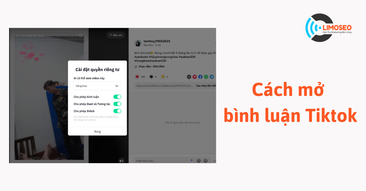 cách mở bình luận Tiktok