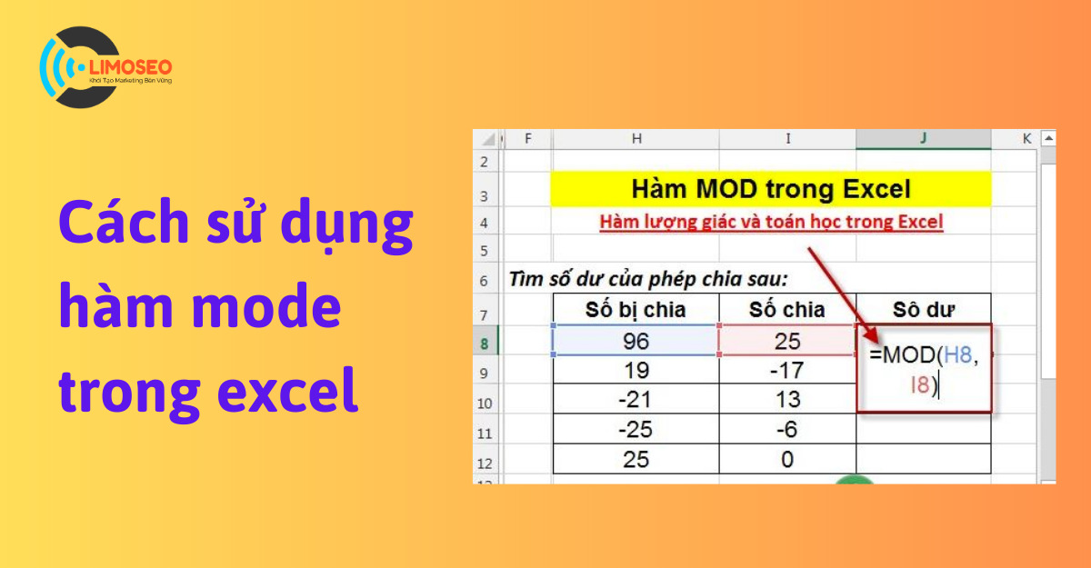 Hướng dẫn cách sử dụng hàm mode trong excel chi tiết