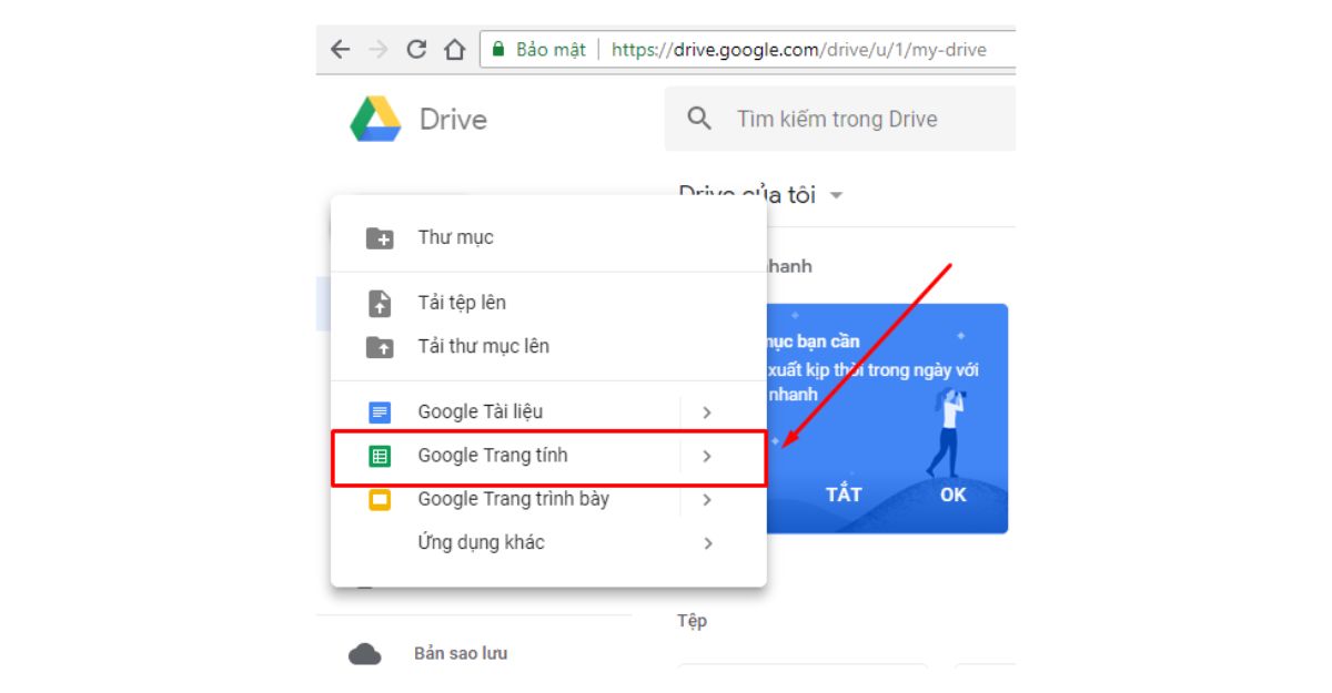 Cách tạo Google Sheet