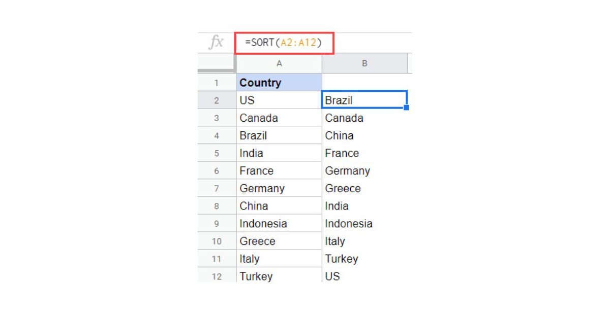 Công thức để điền bảng chữ cái tự động trong Google Sheet