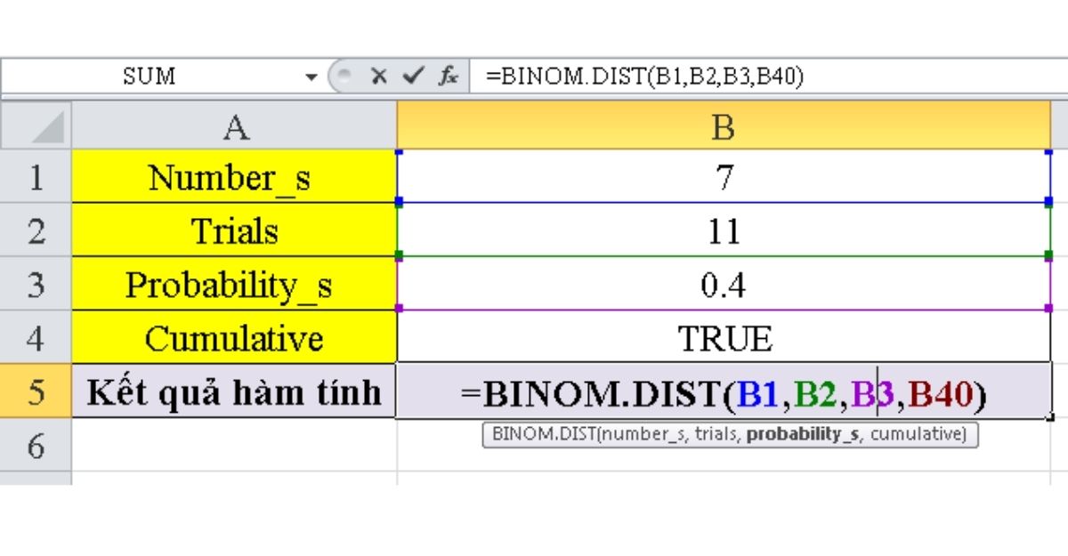 Hướng dẫn cách sử dụng hàm binomdist trong excel Limoseo