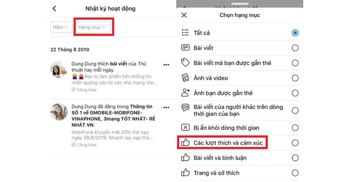 Hướng dẫn xem các bài viết đã like trên facebook bằng điện thoại