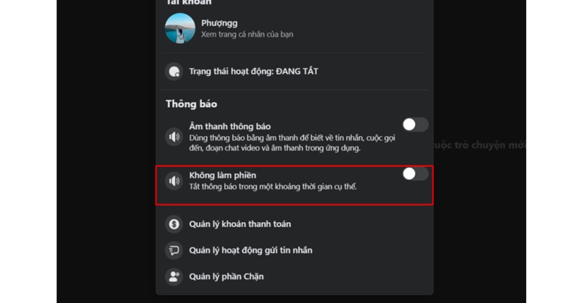 Vô hiệu hóa tính năng "Không làm phiền" trên ứng dụng Messenger