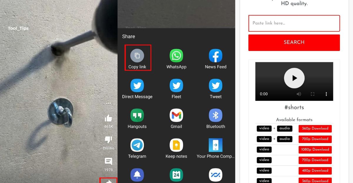 Cách tải youtube shorts video bằng trang web