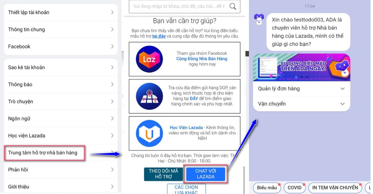 Chat với Lazada để tra cứu đơn hàng Lazada