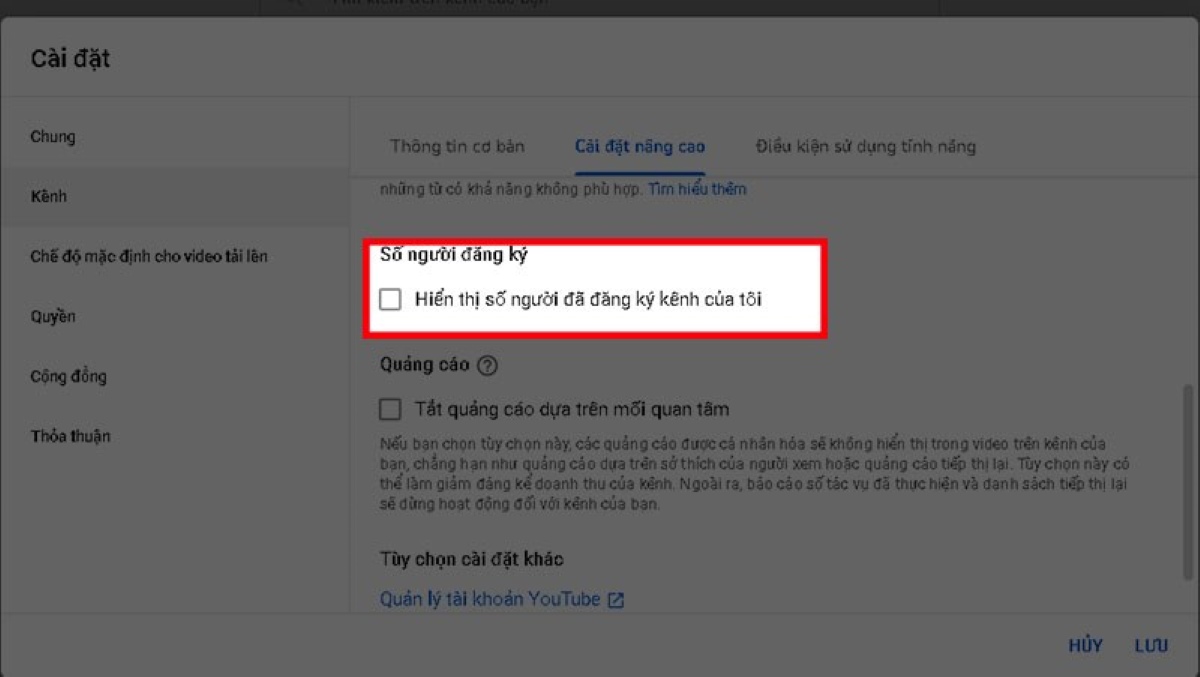 Hướng dẫn cách ẩn số người đăng ký trên YouTube một cách dễ dàng bước7