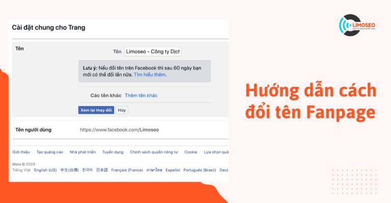 Hướng dẫn cách đổi tên fanpage facebook