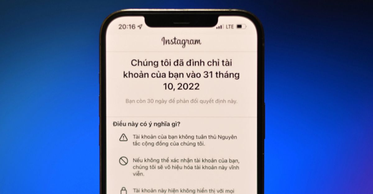 Vi phạm các quy tắc và chính sách của Instagram