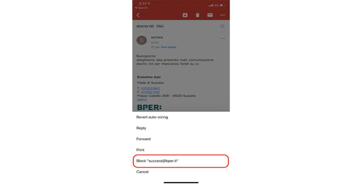 Cách chặn email qua Gmail trên iPhone
