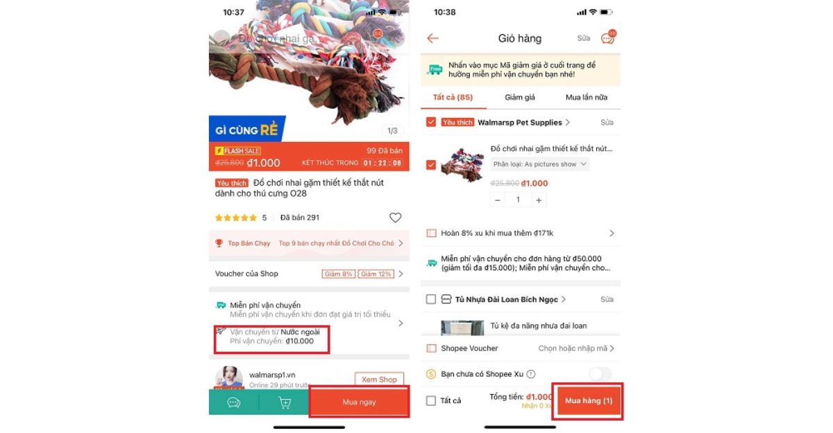 Cách mua sắm với giá 1K trên Shopee