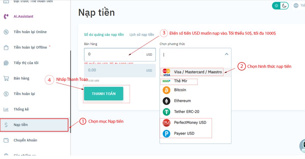 cách rút tiền trên ai marketing