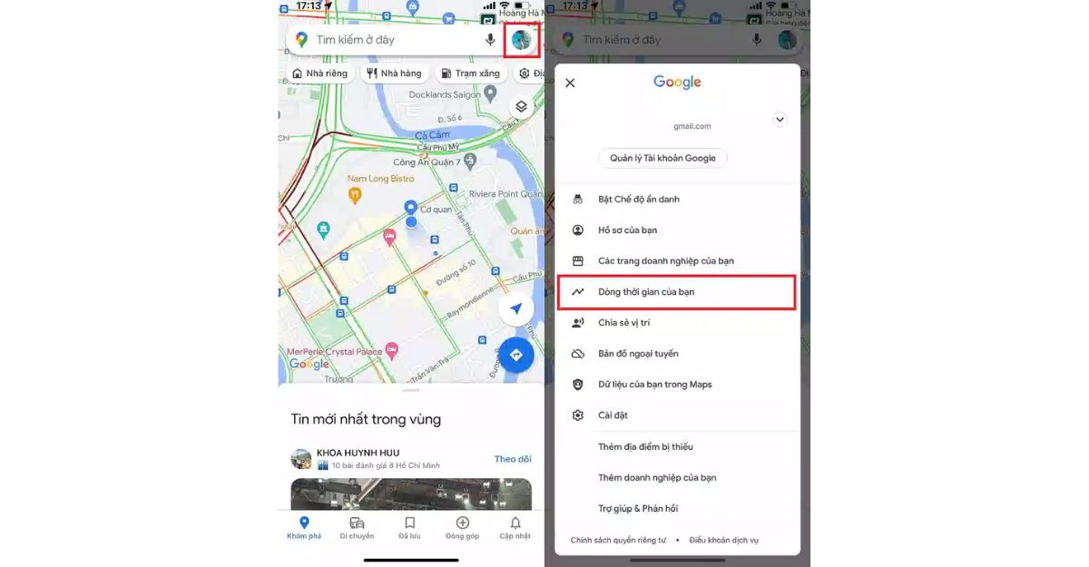 Cách xem dòng thời gian - lịch sử các nơi đi qua trên Google Maps