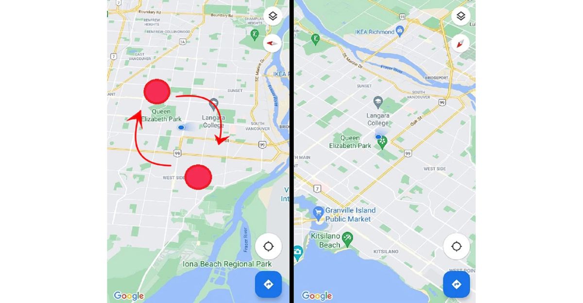 Cách xoay bản đồ trên Google map trên điện thoại