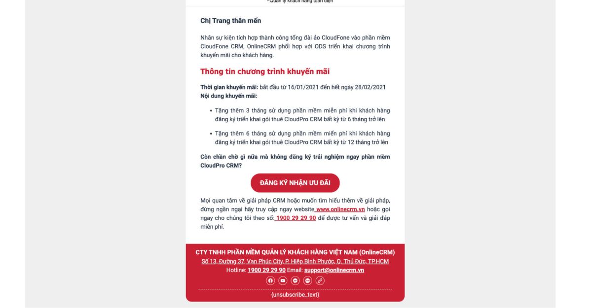 Email hạn chế thời gian (Urgency Email)