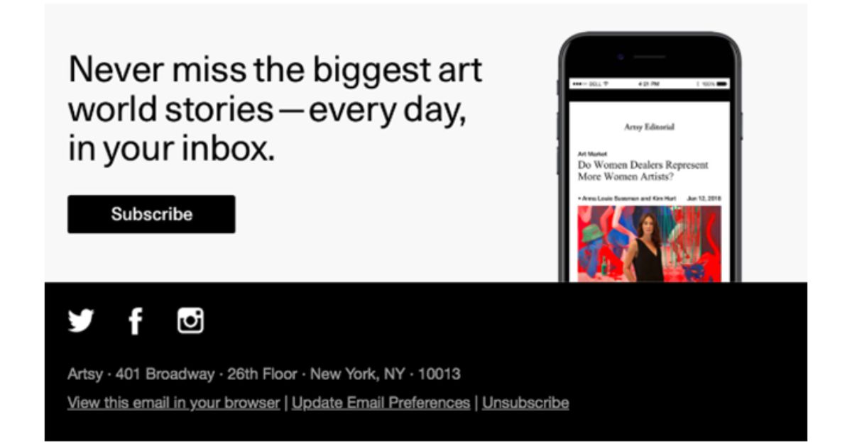 Kích thước chân trang trong email marketing
