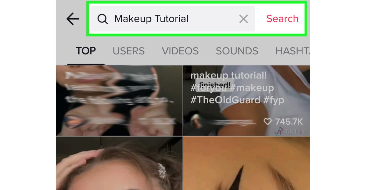 tìm kiếm trên Tiktok search