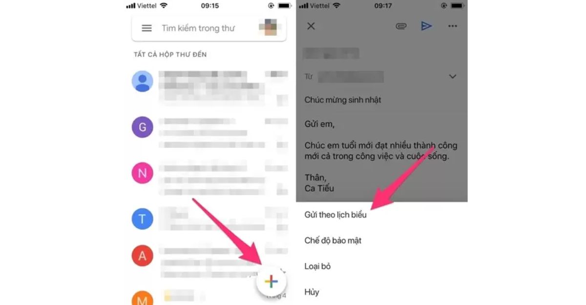 Tổ chức lịch gửi email