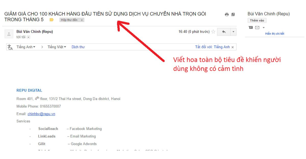 Tránh sử dụng từ ngữ có nguy cơ bị spam - hướng dẫn viết email marketing