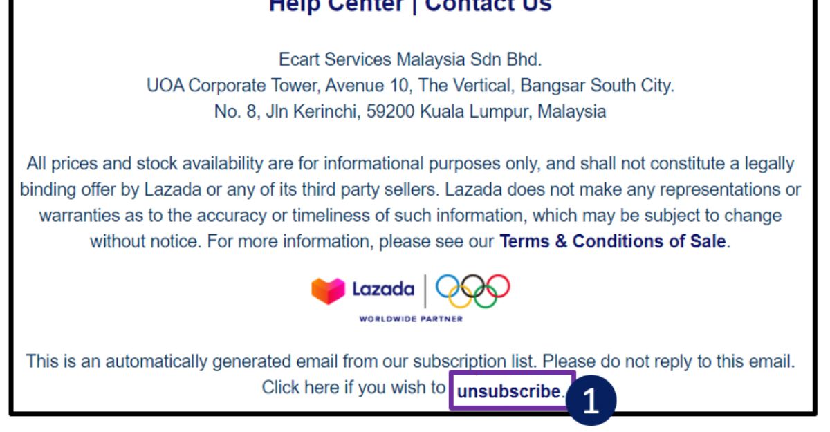 Cách chặn quảng cáo của lazada trên email
