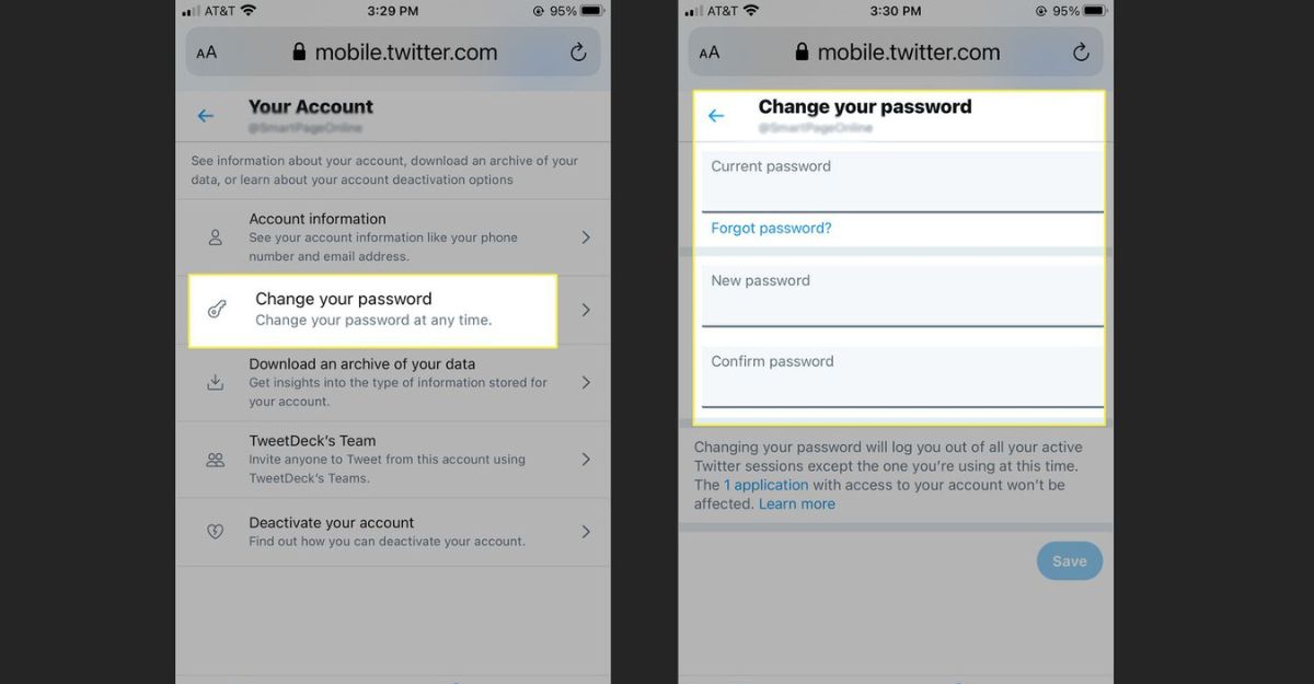 Cách đổi mật khẩu Twitter trên điện thoại - Limoseo