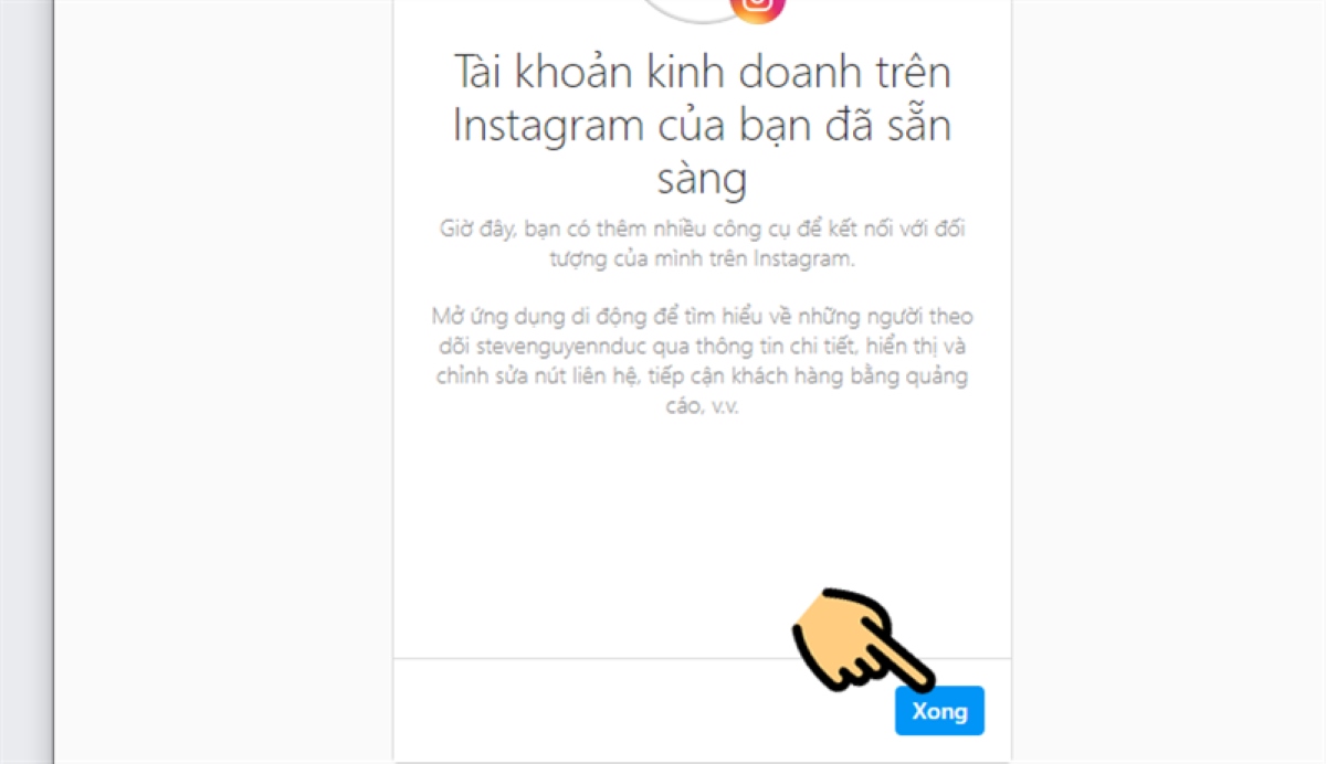 Cách liên kết Instagram với Fanpage Facebook bước 5