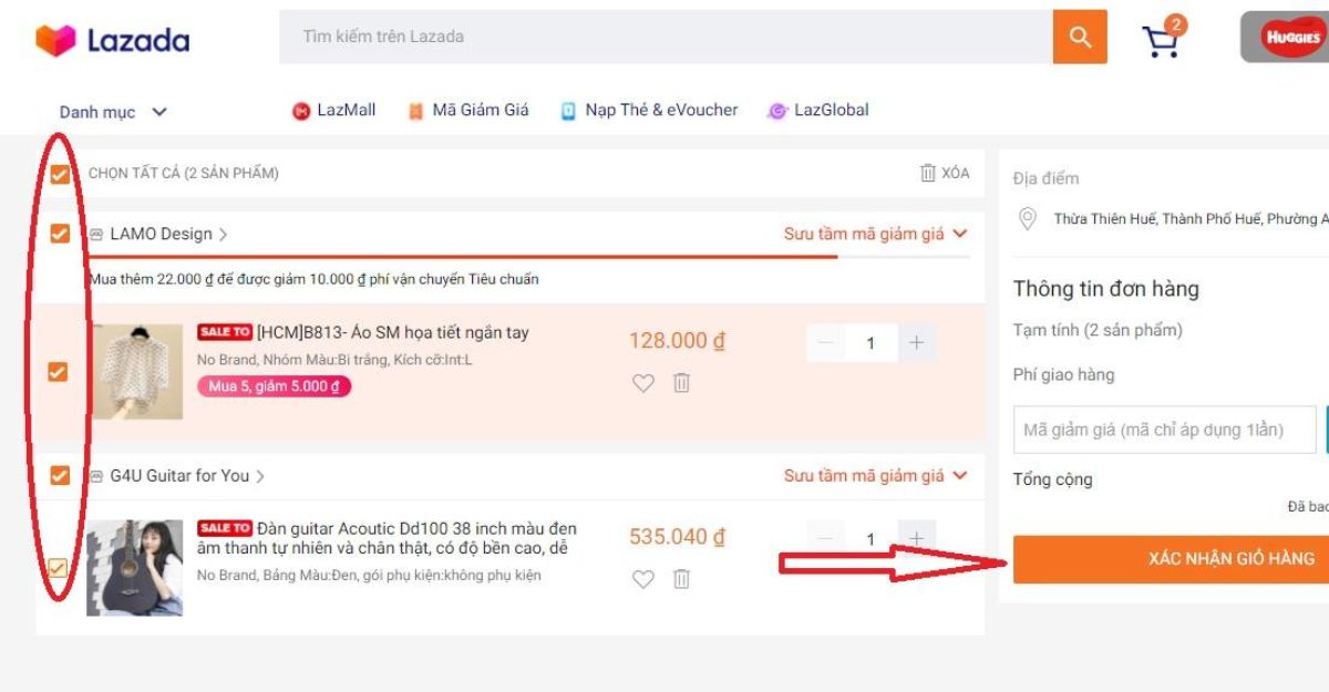 Cách mua 2 sản phẩm khác nhau từ cùng một shop trên Lazada