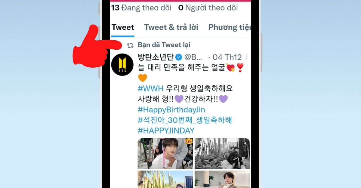 Cách retweet trên Twitter bằng điện thoại