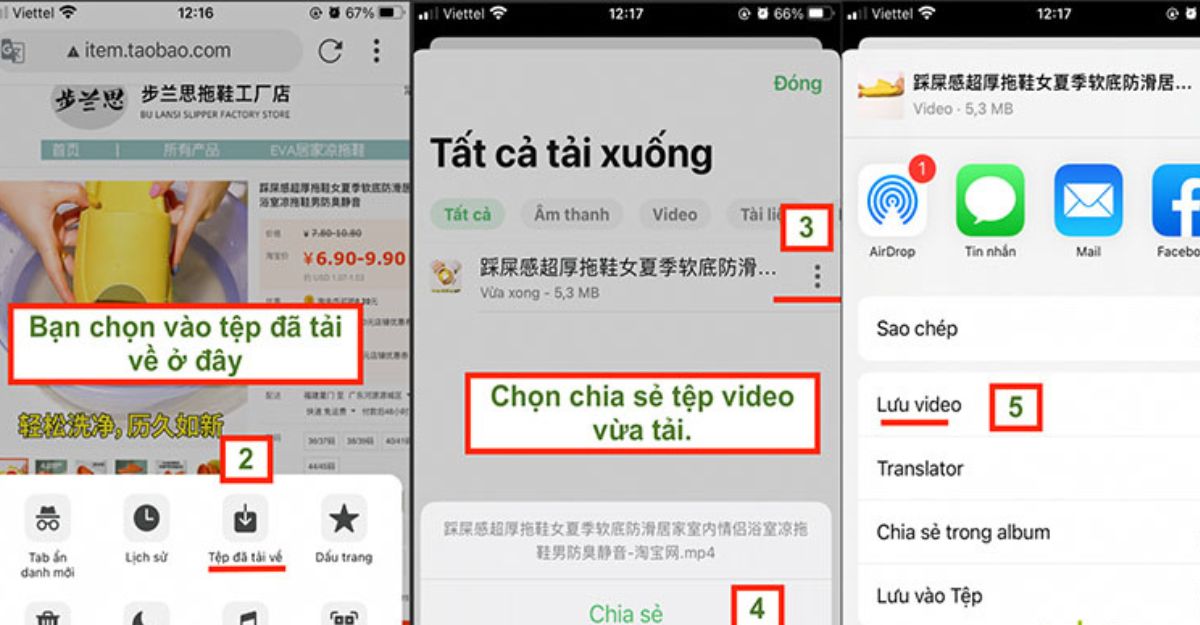 Cách tải video trên Taobao về điện thoại iPhone và Android