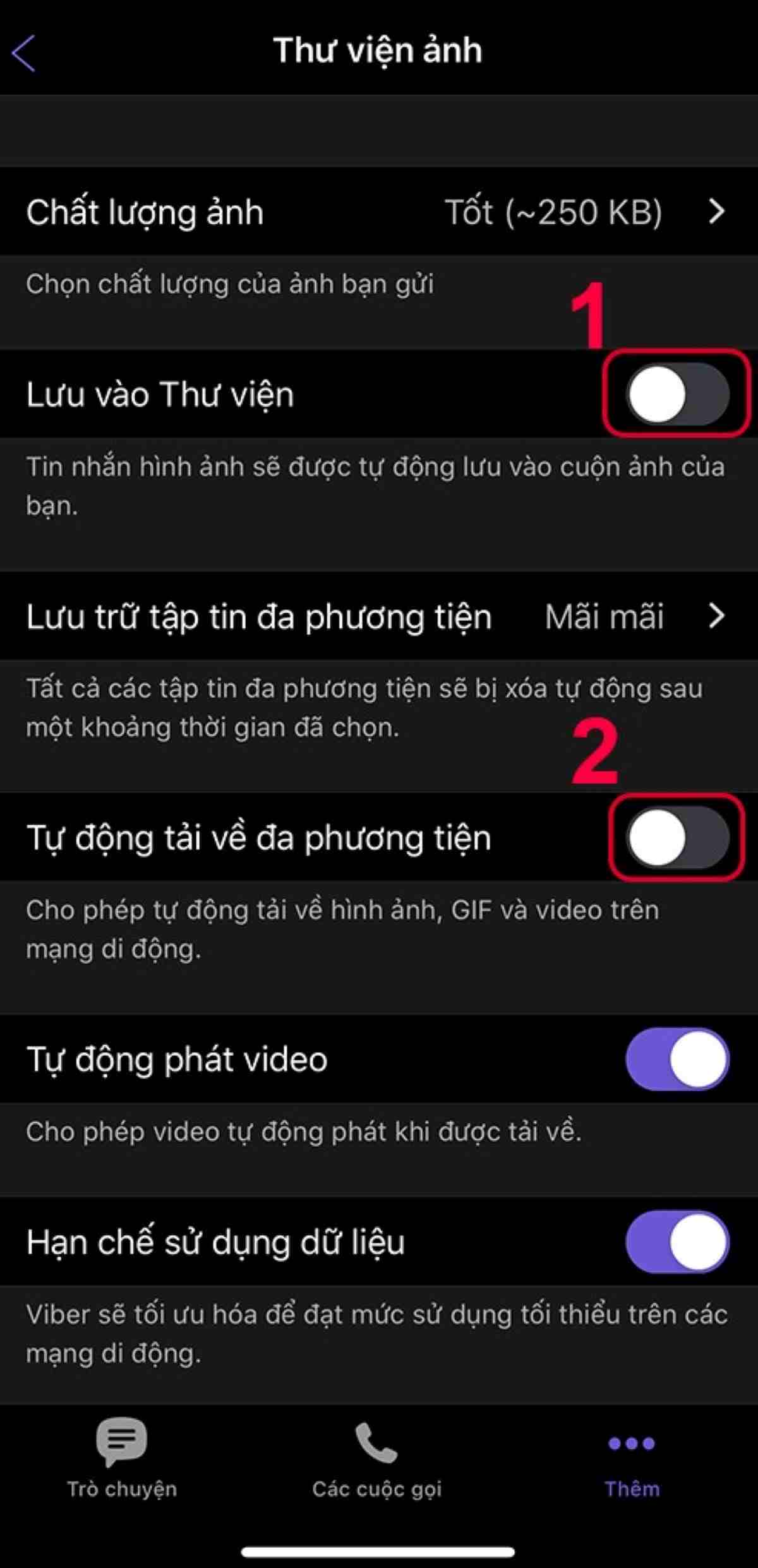Cách tắt đồng bộ ảnh Viber bước 4