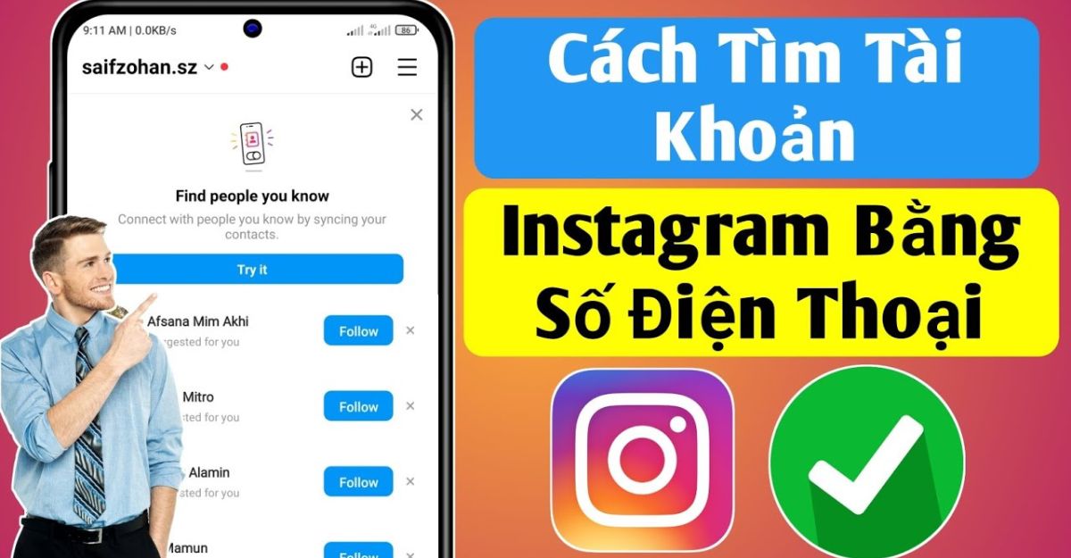 Cách tìm Instagram qua số điện thoại bằng tìm kiếm trực tiếp