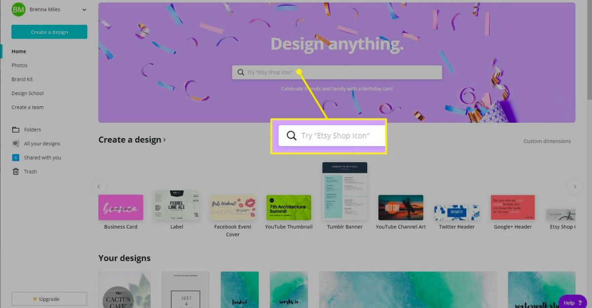 Cách tìm các template có sẵn trên Canva