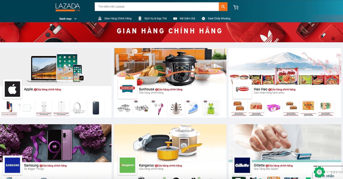 Cách tìm gian hàng trên lazada bằng gian hàng chính hãng