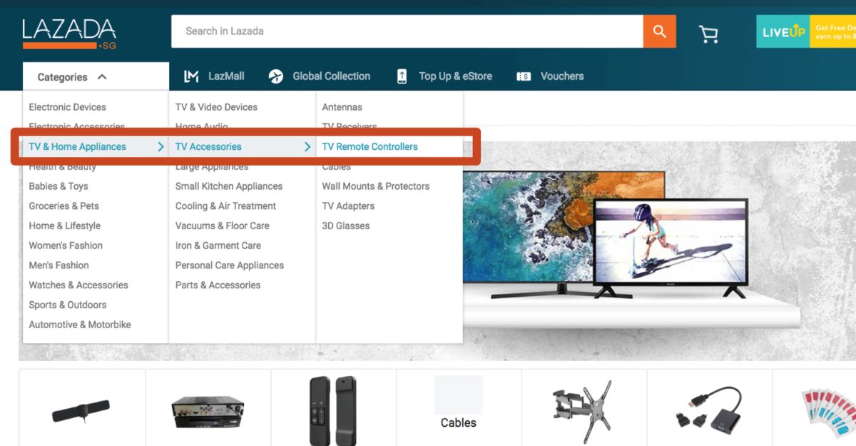 Cách tìm kiếm shop trên Lazada theo danh mục sản phẩm