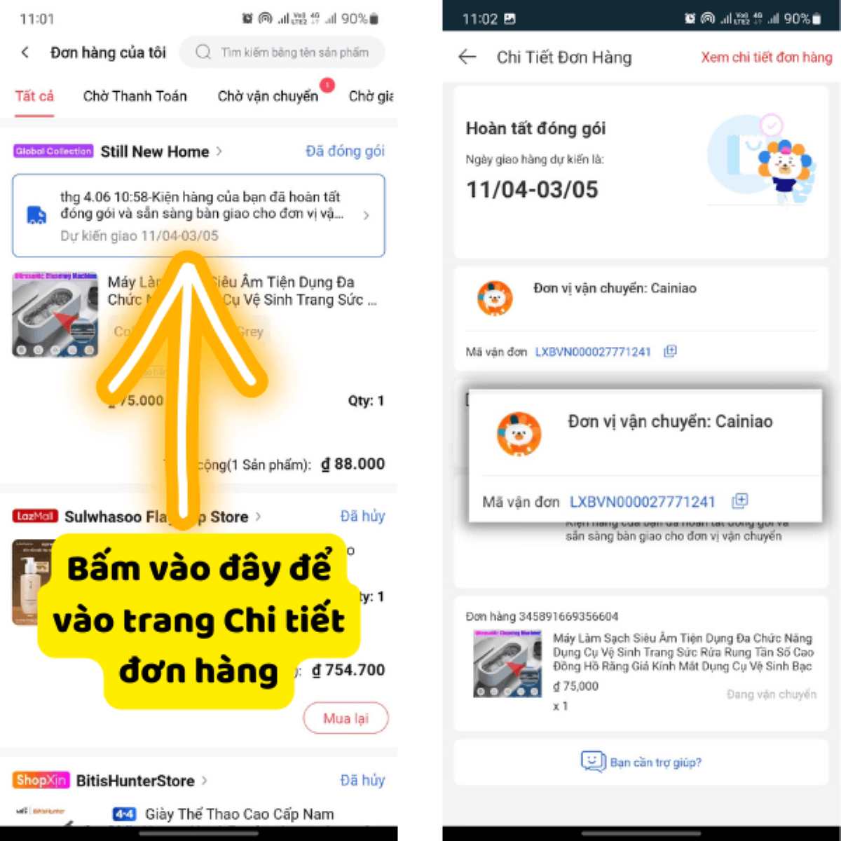 Cách tìm mã vận đơn Lazada là gì bước 5